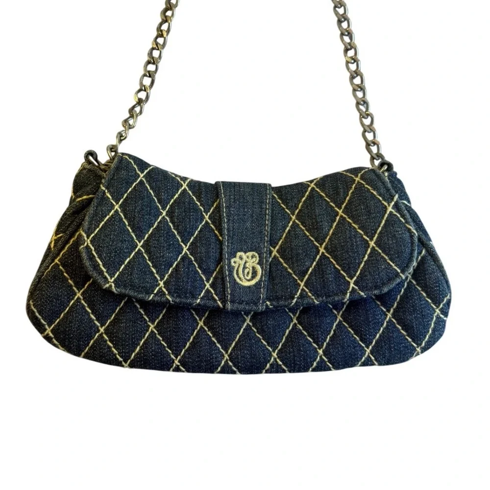 Vera Bradley Denim‎ Quilted Diamond Shoulder Bag Chain Strap Y2K Deadstock 2000s
